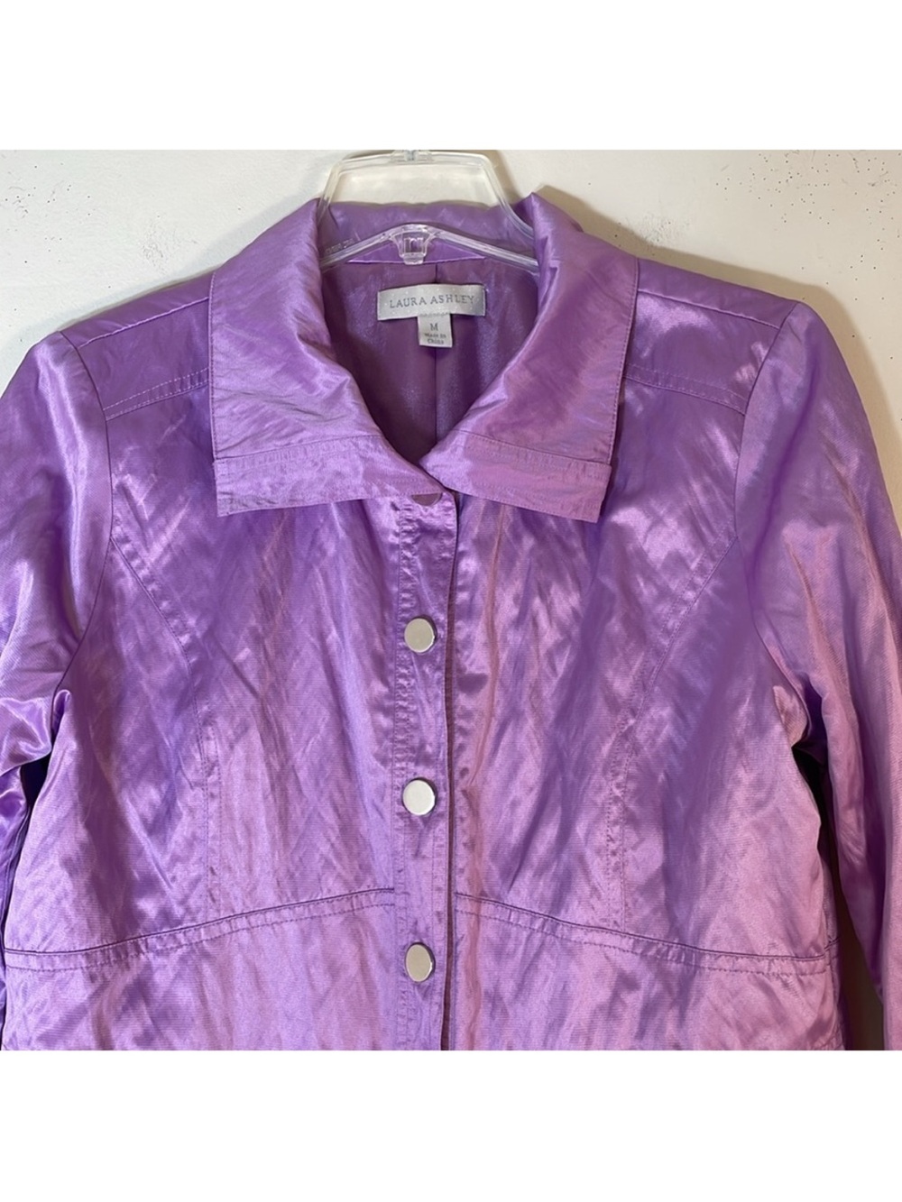 LAURA ASHLEY Palm Beach Satin Jacket in African Violet. M. NWT. $128! - Picture 4 of 12